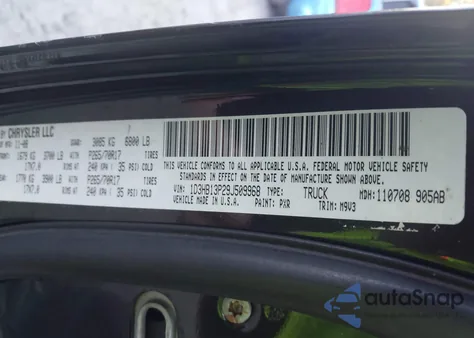 2009 Dodge Ram 1500 Slt/Sport/Trx from USA, damaged, VIN 1D3HB13P29J509968